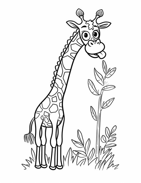 Photo pages à colorier de girafes pour enfants à imprimer ai génératif