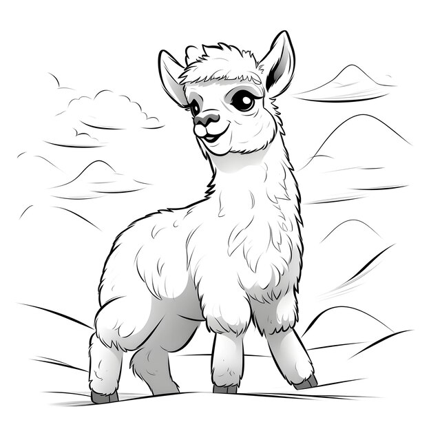 Photo les pages à colorier de lamas mignons