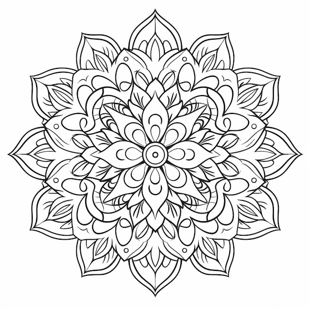 Des pages à colorier avec un motif de mandala de style fort