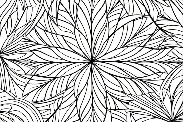 Photo pages à colorier pour adultes feuilles de palmier style mandala lignes fines géométriques