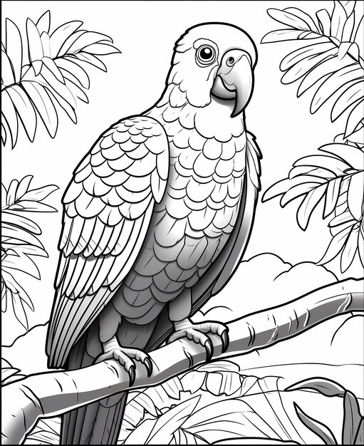 Photo des pages à colorier pour enfants un mignon ecowarrior birds style dessin animé lignes épaisses