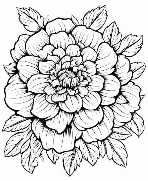 pages de livre de coloriage pour enfants dessin au trait de fleurs détaillé