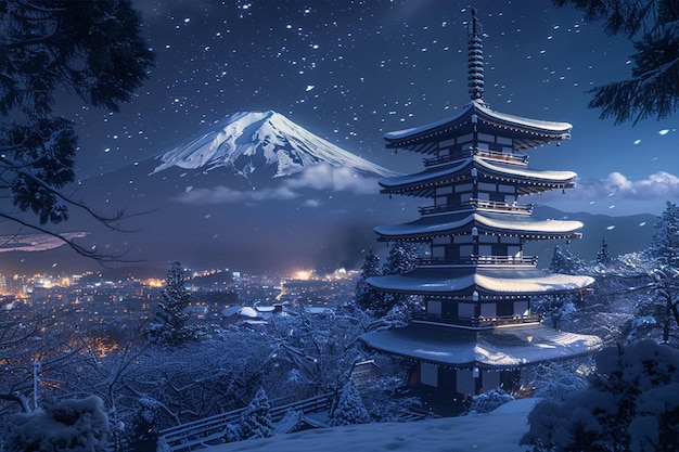 La pagode japonaise par excellence en bleu