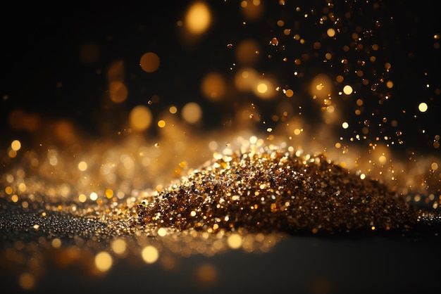 Paillettes d'or sur fond noir