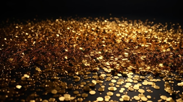 Paillettes d'or sur fond noir