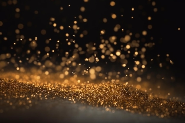 Paillettes d'or sur fond noir