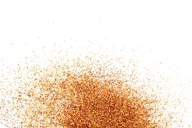 Paillettes d'or isolé sur fond blanc luxe beauté cercle cosmétique paillettes de confettis dorés