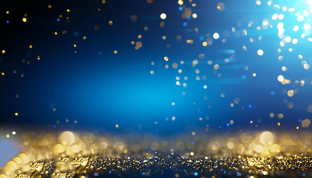 Les paillettes d'or sont sur fond bleu