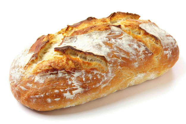 Un pain d'artisan fraîchement cuit sur un fond blanc