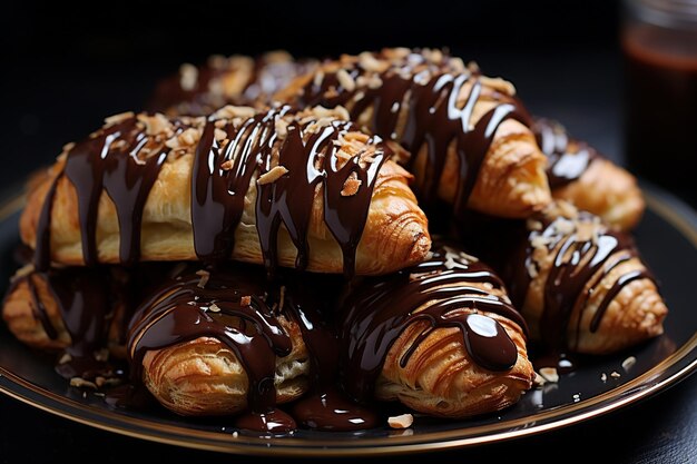 Pain au Chocolat avec une garniture de chocolat noir Une friandise du matin indulgente