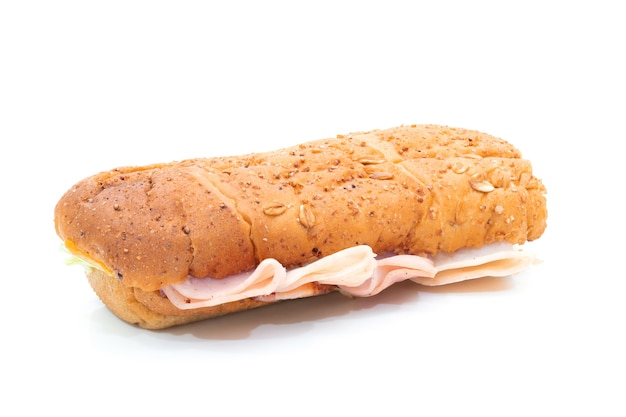 Pain au jambon sur un blanc