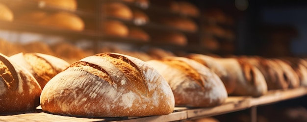 Pain au levain croustillant cuit au four Préparation du pain AI générative