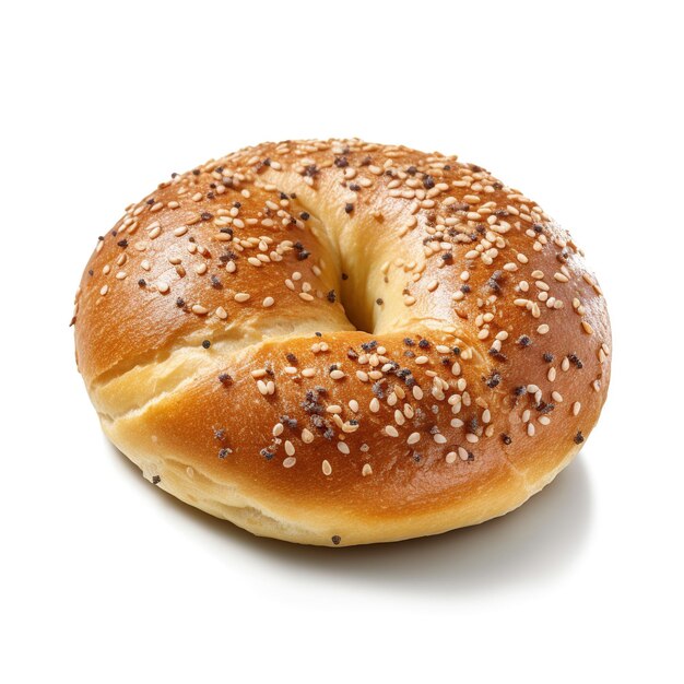 pain de bagel frais isolé sur fond blanc