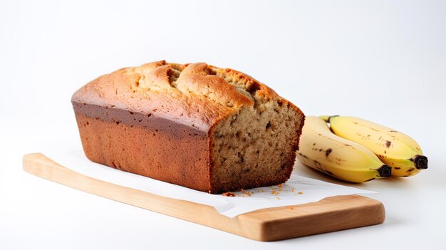 Photo un pain et une banane sur une planche à couper