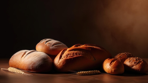 Pain et blé sur une table