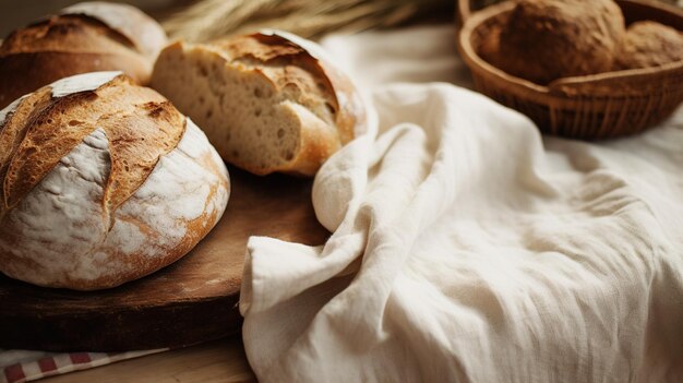 Pain ou boulangerie fraîchement cuit par IA générative à la cuisine de la maison pâtisseries écologiques et naturelles