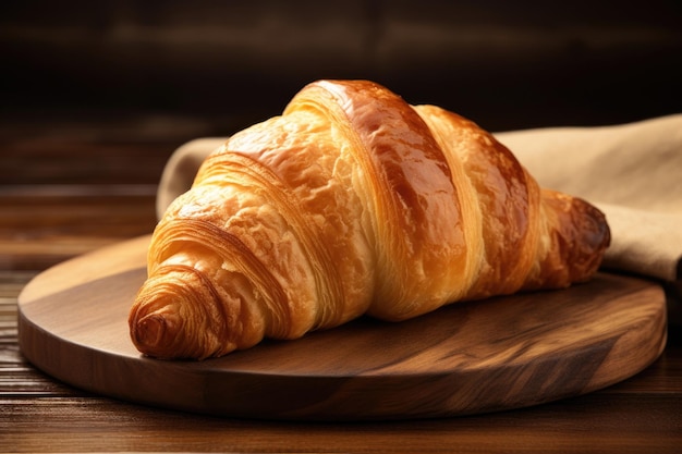 pain croissant sur fond de bois