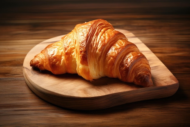 pain de croissant sur fond de bois