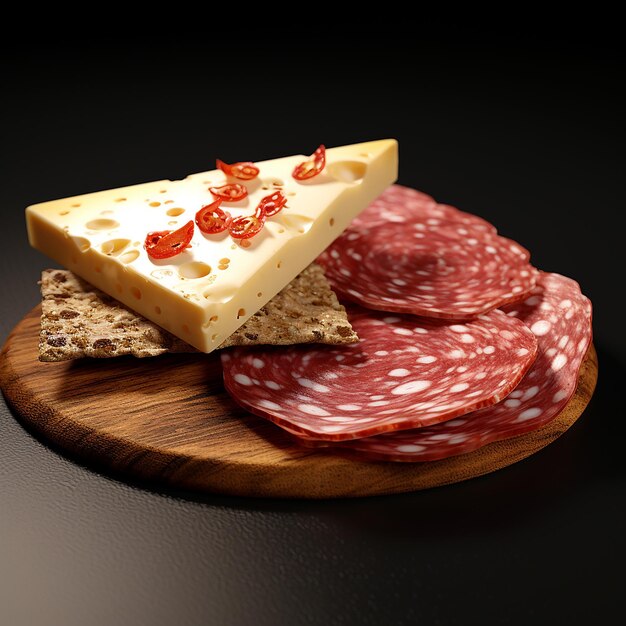 Pain croustillant avec une tranche de salami