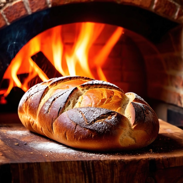 Pain cuit à l'artisanat à partir d'un four à bois traditionnel à l'ancienne