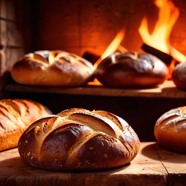 Pain cuit à l'artisanat à partir d'un four à bois traditionnel à l'ancienne