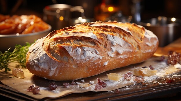 Pain fait maison aux raisins secs et aux noix boulangerie traditionnelle ai générative