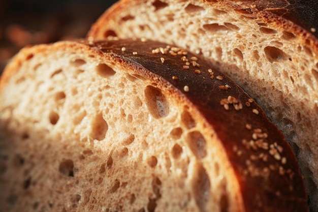 Pain frais cuit à la maison Texture d'un pain tranché en gros plan Contenu d'IA génératif