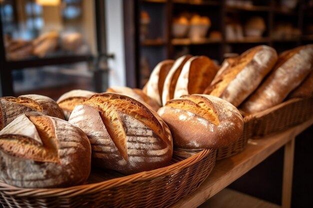 Le pain frais dans la boulangerie IA générative