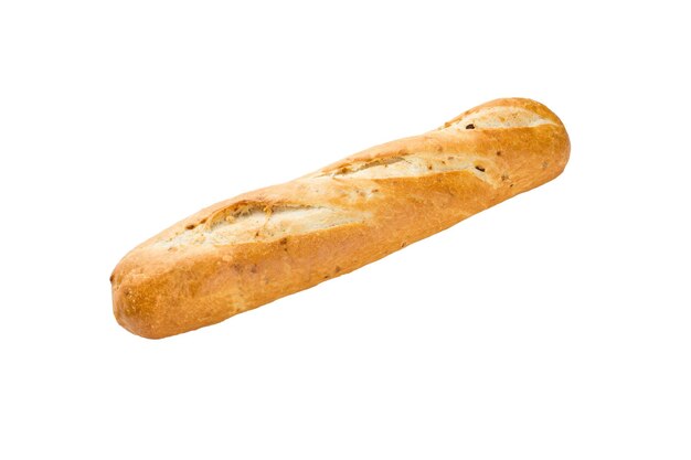 Pain français baguette oignon isolé sur blanc