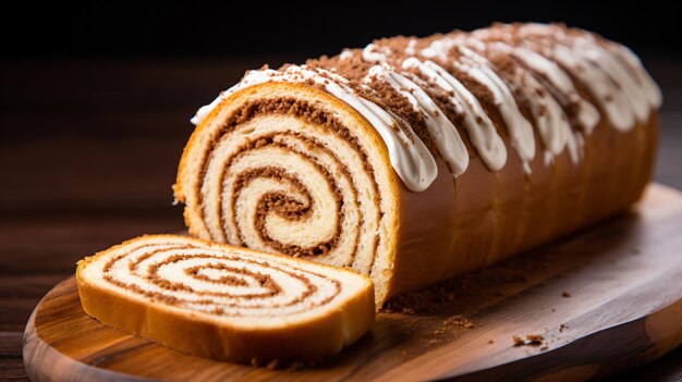 Photo un pain de gâteau avec une tranche coupée