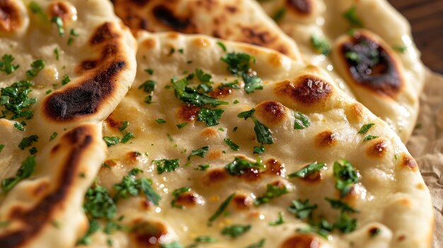 Le pain naan indien en gros plan