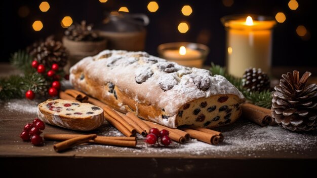 Le pain de Noël avec des décorations festives