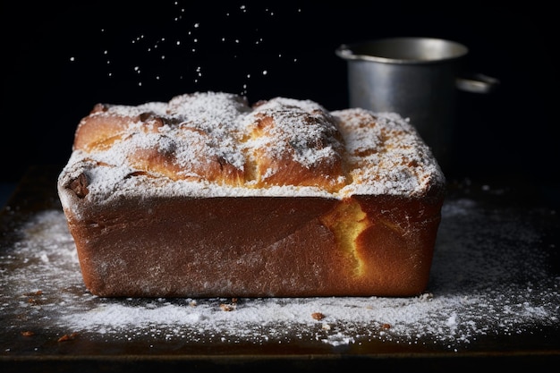 Photo un pain de pandoro fraîchement cuit poussiéré avec du sucre glacé