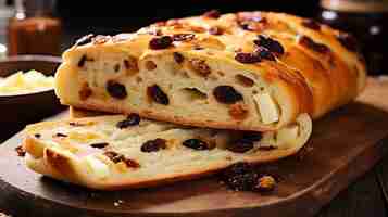 Photo pain de pâques roumain avec fromage sucré et raisins secs