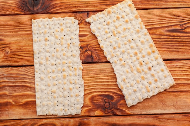 Pain Plat Matzo Pour Les Grandes Fêtes Juives Sur La Table