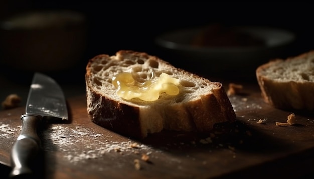 Pain rustique prêt à manger fraîchement cuit généré par l'IA