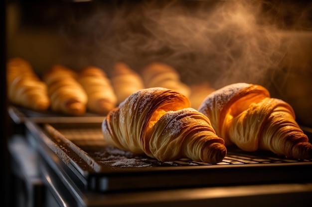 Pain sucré aux croissants chauds AI générative