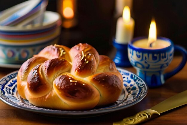 Pain sucré de Pâques cozonac ou tranche de tsoureki sur la table Brioche tranchée tressée traditionnelle festive