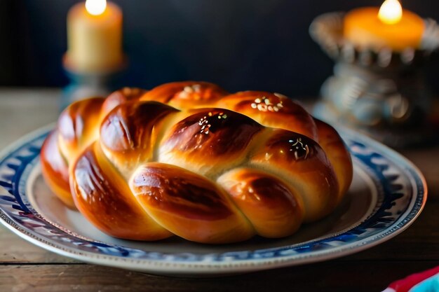 Photo pain sucré de pâques cozonac ou tranche de tsoureki sur la table brioche tranchée tressée traditionnelle festive