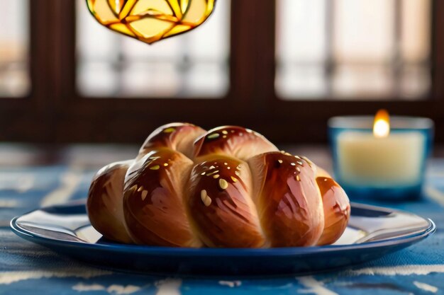 Photo pain sucré de pâques cozonac ou tranche de tsoureki sur la table brioche tranchée tressée traditionnelle festive