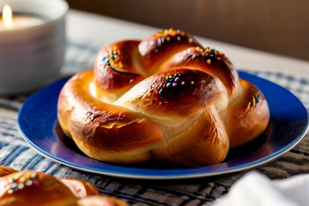 Photo pain sucré de pâques cozonac ou tranche de tsoureki sur la table brioche tranchée tressée traditionnelle festive