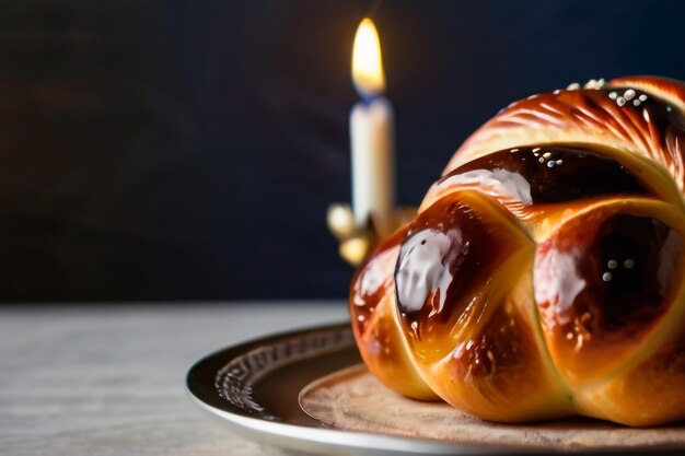 Photo pain sucré de pâques cozonac ou tranche de tsoureki sur la table brioche tranchée tressée traditionnelle festive