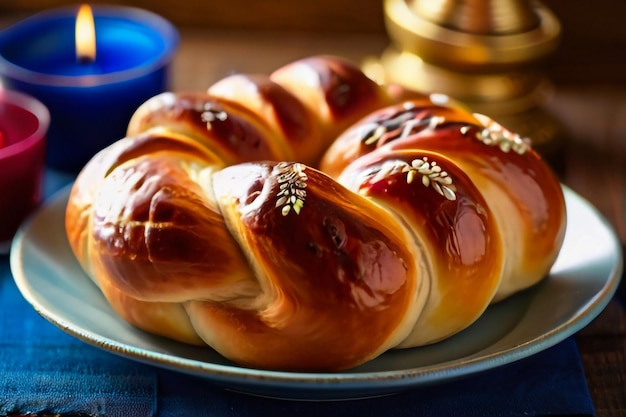 Photo pain sucré de pâques cozonac ou tranche de tsoureki sur la table brioche tranchée tressée traditionnelle festive