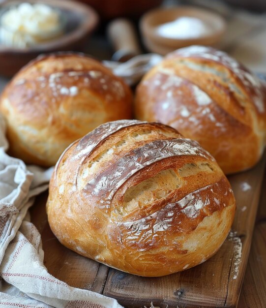 Un pain sur une table en bois.