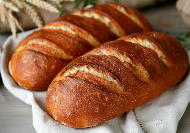 Photo un pain sur un tissu blanc