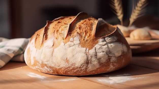 Pain traditionnel italien et blé sur une table