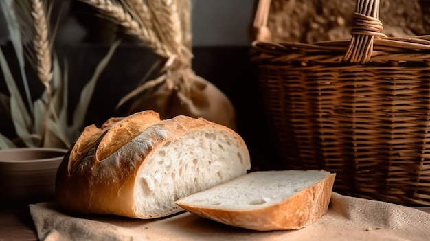 Pain traditionnel italien et blé sur une table