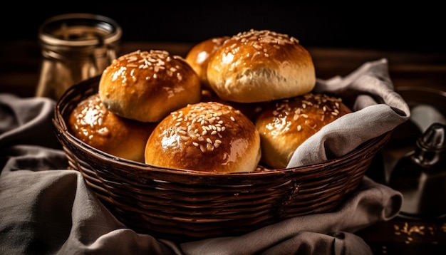 Pain et viande fraîchement cuits pour le déjeuner générés par l'IA