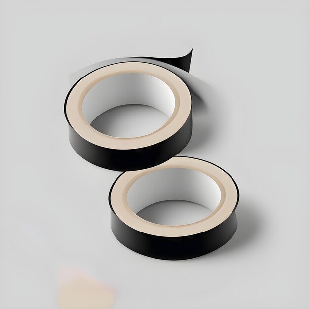 Une paire d'anneaux noirs et blancs avec une bande blanche autour du bas.