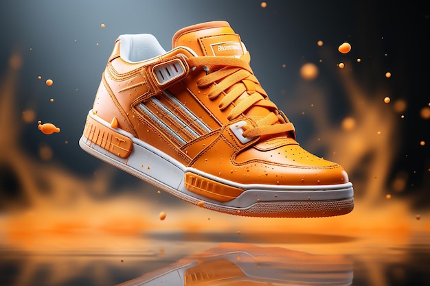 Une paire de baskets orange photographie de produit